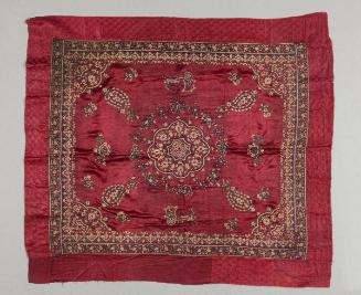 Square cloth (chakla) with chariots, palanquins, monkeys, birds, and wish-granting cows