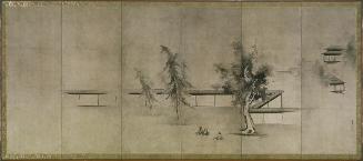 Landscape with pavilions, one of a pair