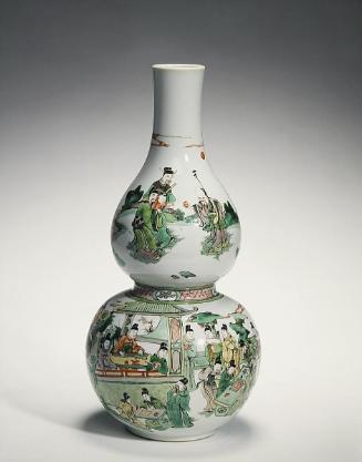 Bottle gourd vase with Star Gods and scholar-officials