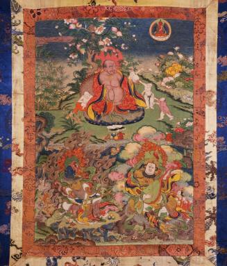 The guardian Hvashang and the guardian kings Virudhaka and Dhritarashtra