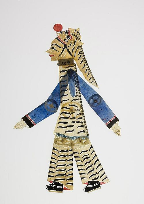 Figure with tiger skin clothing
