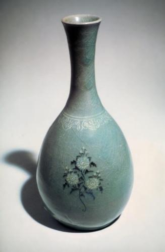 Bottle with chrysanthemum design