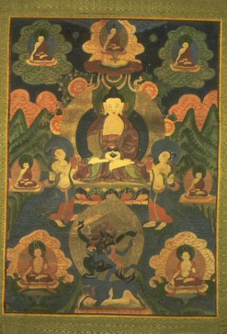 The Buddha Shakyamuni with the guardians Yama and Yami