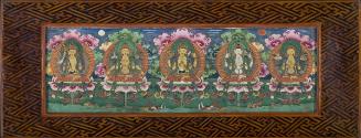 Sutra cover with five seated deities