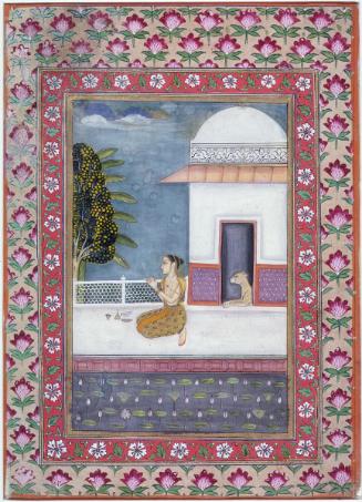 A woman praying on a terrace, personifying a musical mode (Vangala Ragini)