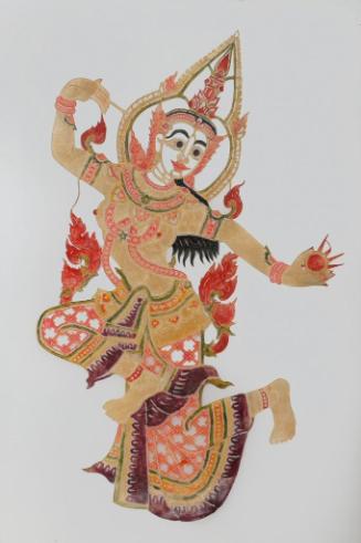 Shadow puppet of the goddess Manimekkhala, guardian of the seas