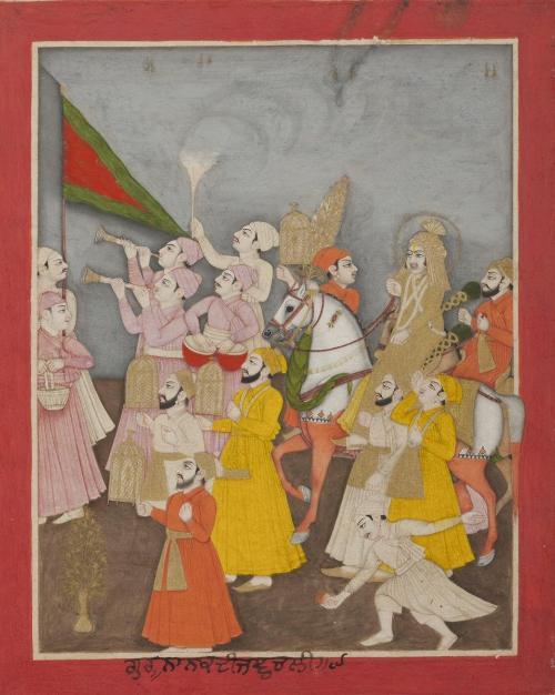 Guru Nanak's wedding procession, from a manuscript of the Janam Sakhi (Life Stories)