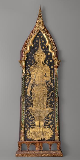 Panel with crowned and bejeweled Buddha