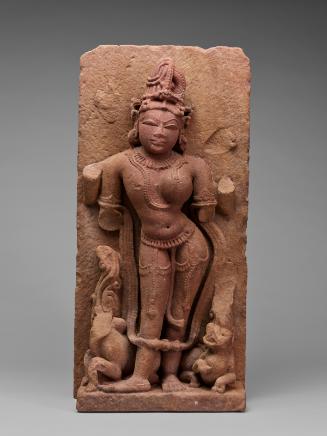 The Hindu deities Shiva and Parvati combined as Ardhanarishvara