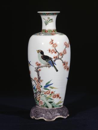 Bottle vase with magpies and plum blossoms