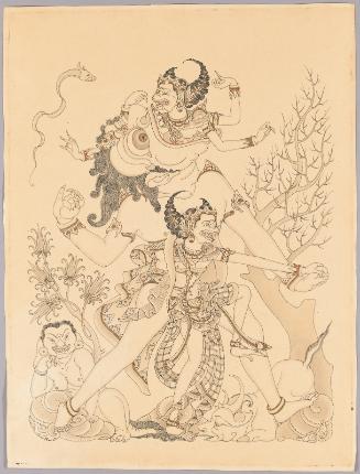Hanuman's encounters with demons on his journey to Lanka, from the Balinese version of the Ramayana