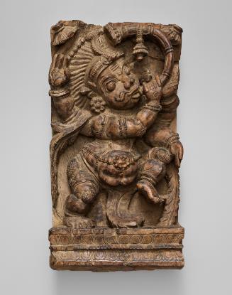 Four-armed attendant of the Hindu deity Shiva (gana) with trumpet