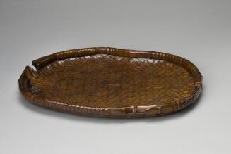 Tray resembling plaited bamboo basketry, for sencha (steeped green tea) service