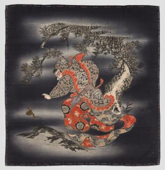 Gift cover (fukusa) with design of the court dance Genjoraku (Looking at the Snake Music)
