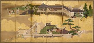 Scenes from The Tale of Genji, one of a pair
