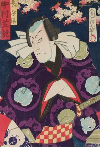 Three Kabuki actors each playing a role