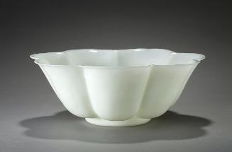 Large white foliate bowl