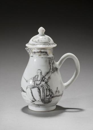 Lidded vinegar jar with European figures