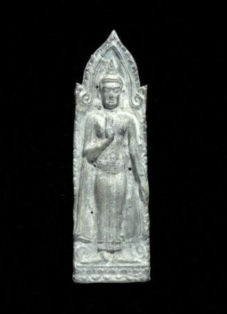 Votive plaque with standing Buddha