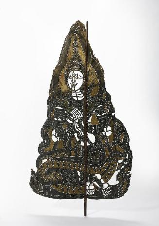 Shadow puppet of a noblewoman, perhaps Benyakai disguised as Sita, from the Thai version of the epic of Rama