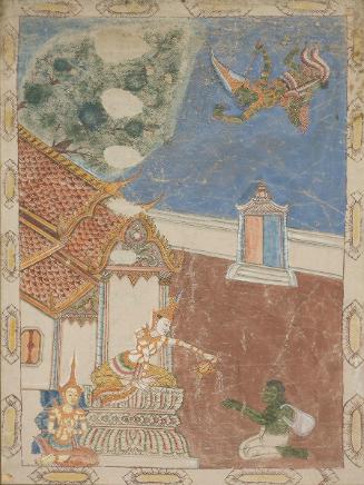 Vessantara gives away his wife, a scene from the next-to-last life of the Buddha (Vessantara Jataka)