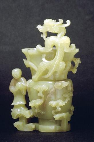 Vase with young immortal and dragons