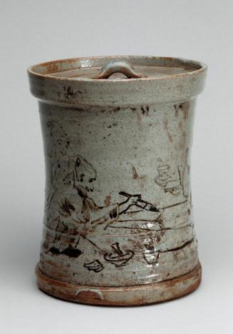 Freshwater jar (mizusashi) with figures