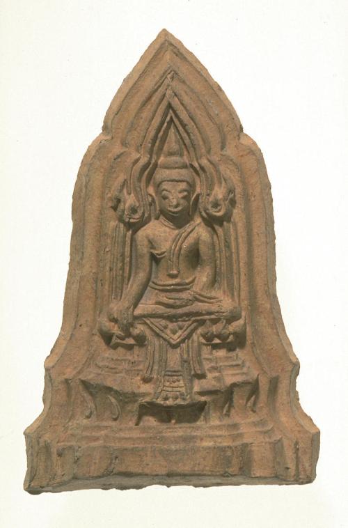 Votive plaque with seated Buddha