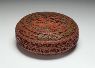 Lidded box with design of a dragon cavorting in the ocean