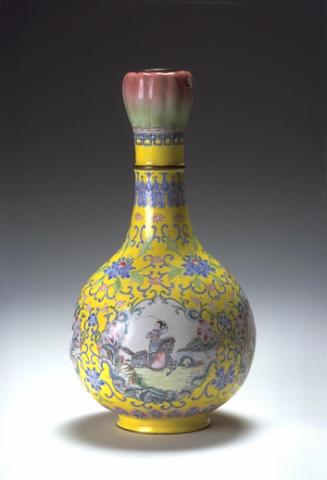 Bottle vase with the scene of ladies on horses