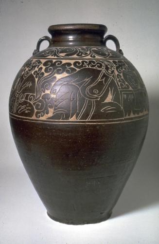 Two-handled jar with resting figures