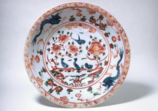 Plate with dragon, duck, and flowers