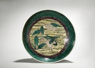 Large dish with design of bird and millet