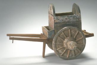 Wooden cart with two ceramic wheels