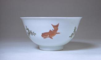 Wine cup with three goldfish, one of a pair