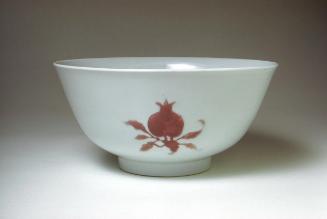 Bowl with peaches, one of a pair