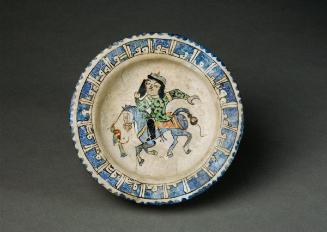 Footed dish with figure on horseback