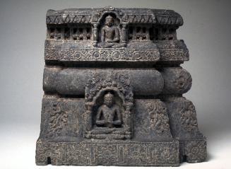 Fragment of a votive stupa with Buddha images in niches