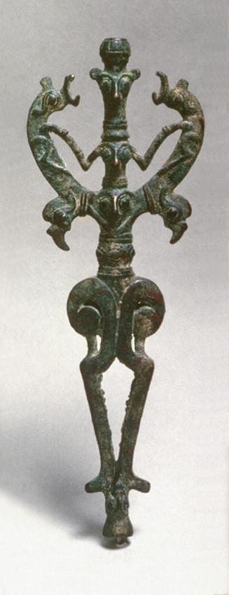 Finial for a standard in the form of the Master of Animals, one of a pair