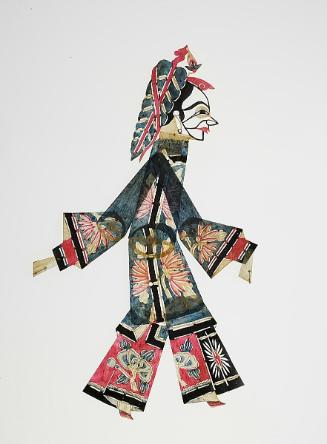 Female figure with blue braided headdress