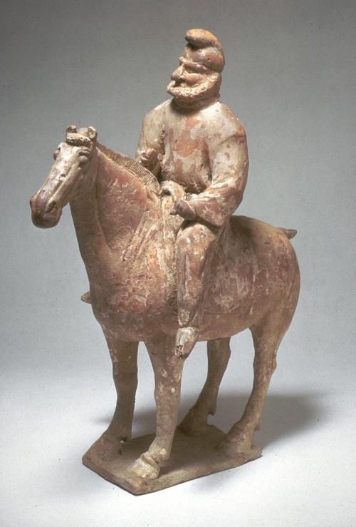 Horse and rider, one of a pair