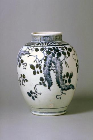 Jar with wisteria design