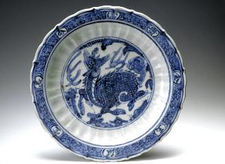 Dish with mythic animal qilin and sacred characters