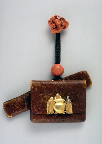 Tobacco set with design of the Three Vinegar Tasters and netsuke