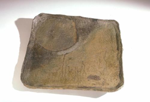 Square plate in style of Bizen pottery