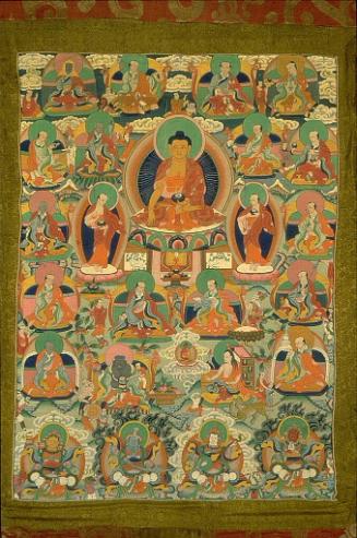 The Buddha Shakyamuni and sixteen Buddhist elders