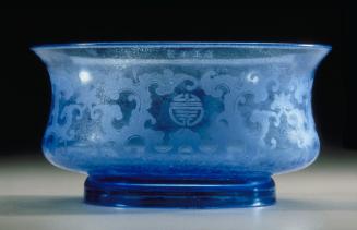 Bowl with lotus scrolls and circular character for longevity