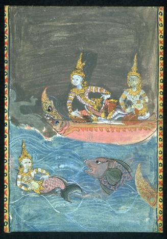 Narrative scene, probably of the Mahajanaka Jataka, from a manuscript