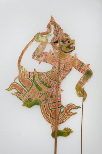 Shadow puppet of a demon, possibly Mahiravana (Thai: Maiyarap)