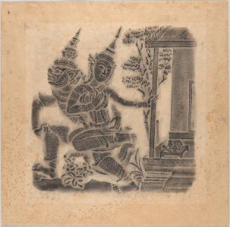 Ravana abducts Sita, rubbing of a nineteenth-century relief at Wat Phra Chettuphon, Bangkok